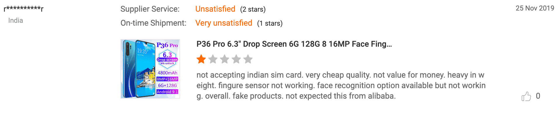 bad review supplier alibaba