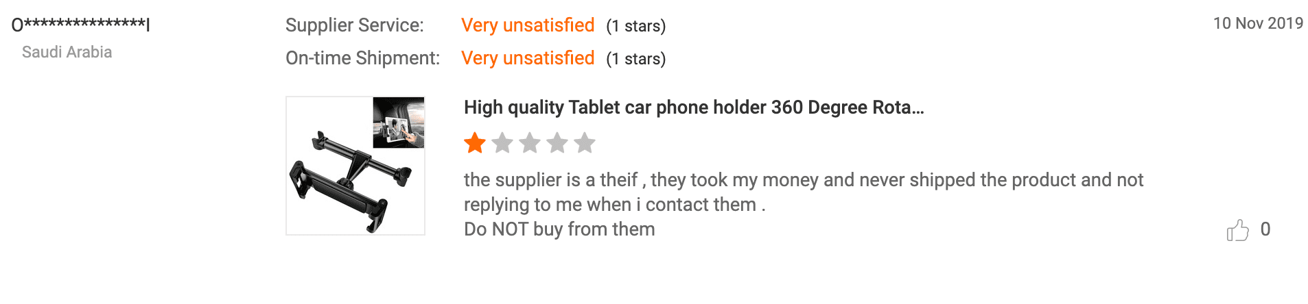 negative review alibaba