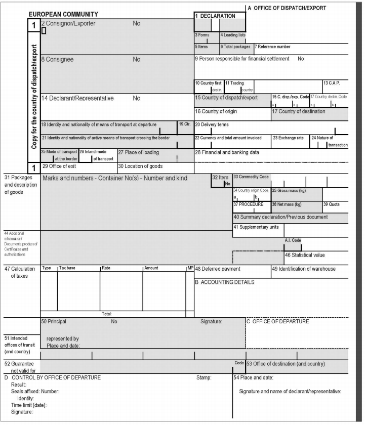 single administrative document